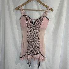 Ann Summers UK 14  16 Florence Cami Suspender Black Pink Floral Mesh Lingerie