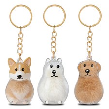 Dog Hair Keychain Keepsake - Memorial Pet Hair Keyring with Dog Model for Rem...