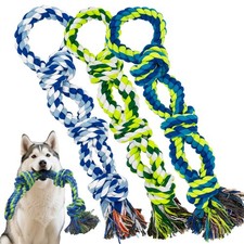 3 Pack Dog Rope Toys for Aggressive Chewers, Nearly Indestructible Tug of W...