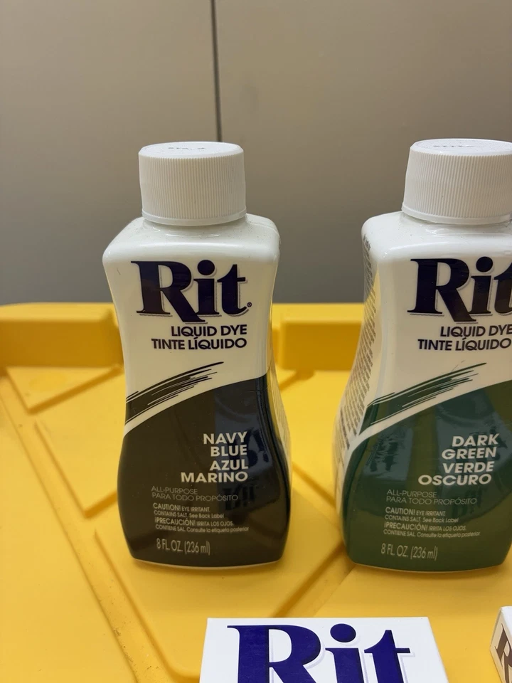Rit Fabric Dye Lot of 5 — Liquid Navy Green Black + Powder Tan Grey — New Sealed - Image 2 of 4