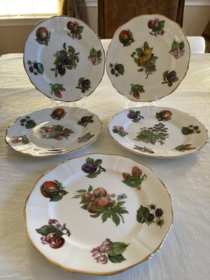 5 Vintage Royal Crownford Fruits Design Fine Bone China Made in England 8''Plates
