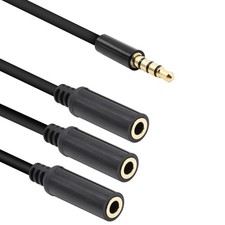 3.5mm Headphone Splitter 1 to 3-Ways 3.5mm 1/8" TRRS 4-Pole Gold Plated Mal...