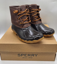 Sperry Saltwater Classic Leather Duck Boots Brown Waterproof Casual Boots SZ 4