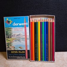 VTG Derwent Colour Pencils Series No. 19 Made in England Original Box 12 Colors
