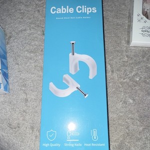 Abnii Cable Clips 40 Pack White 4mm Plastic w/ Steel Nails Heat Resistant