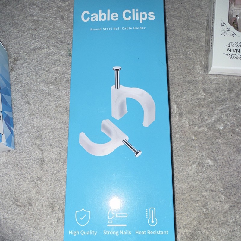 Abnii Cable Clips 40 Pack White 4mm Plastic w/ Steel Nails Heat Resistant