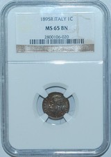 1895 R NGC MS65BN Marrone Italia 1 Centesimo KM-29