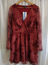Cider Ladies Burgundy Red Floral Dress Floaty Size 1xl BNWT ❤️CHARITY 