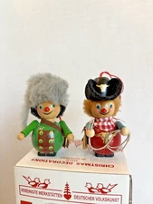 Steinbach Cowboy W/ Rope And Gun And Daniel Boone Christmas Ornaments /box