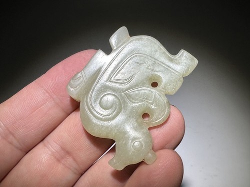 Rare Chinese Shang Dy Old Jade Carved God Bird Design "Pei" Pendant L 4.7 cm - Picture 12 of 17