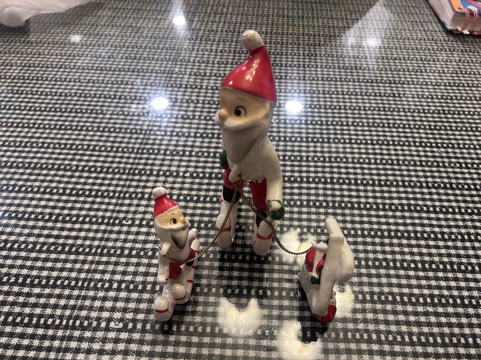 *Rare* Vintage Holt Howard Japan Santa Claus CHAINED SKIING CANDY CANE TRIO