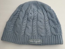 LIFE IS GOOD womens CABLE KNIT Fleece Lined HAT BEANIE Acrylic WOOL blend Winter