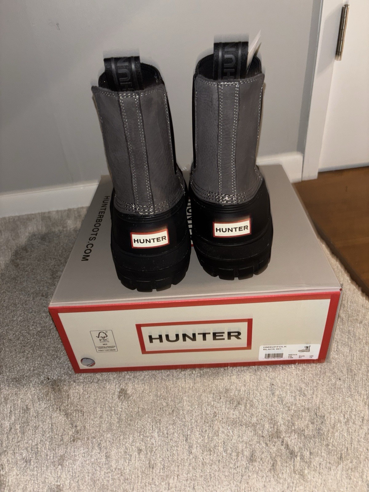 Hunter Insulated Black And Grey Duck Boots