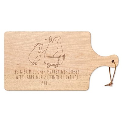 Holzbrett Pinguin mit Kind - Geschenk Muttertag Mama Mutter schneidbrett Vor..