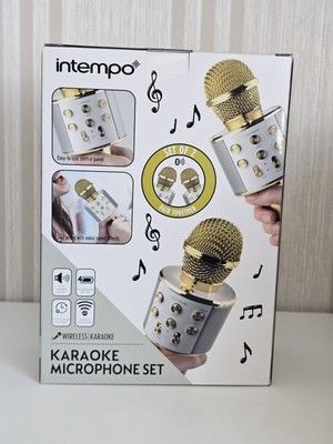 Intempo  Karaoke Set Microphone Set 2 Mikrofone gold Wireless Bluetooth 2x5W Box