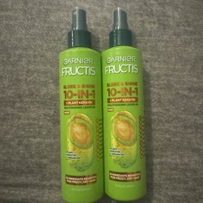 Garnier Fructis Sleek & Shine 10-in-1 Hair Multitasking Leave-In 8.1 oz (2-Pack)