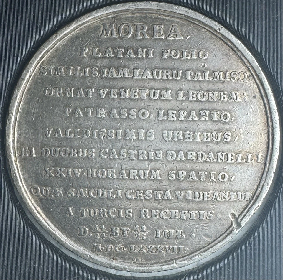 Italy Republic of Venice Silver Medal Morea 1687 Rare - Image 2 of 4