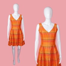 1990s RARE Vintage ANNA SUI. V Neck Pleated Plaid Dress W/Exposed Back. S. AS IS