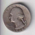 1948-P WASHINGTON QUARTER 25¢ PHILADELPHIA 90% SILVER COIN UNITED STATES MINT
