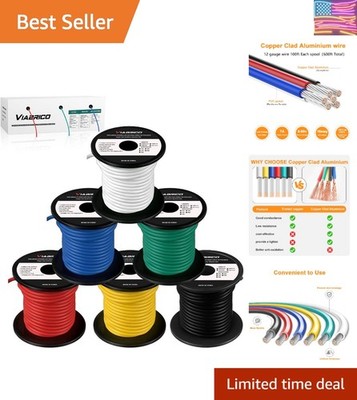 12 Gauge Wire 600FT, 12 AWG Auto Wire 100ft Each Spool, 6 Colors Copper Clad ...