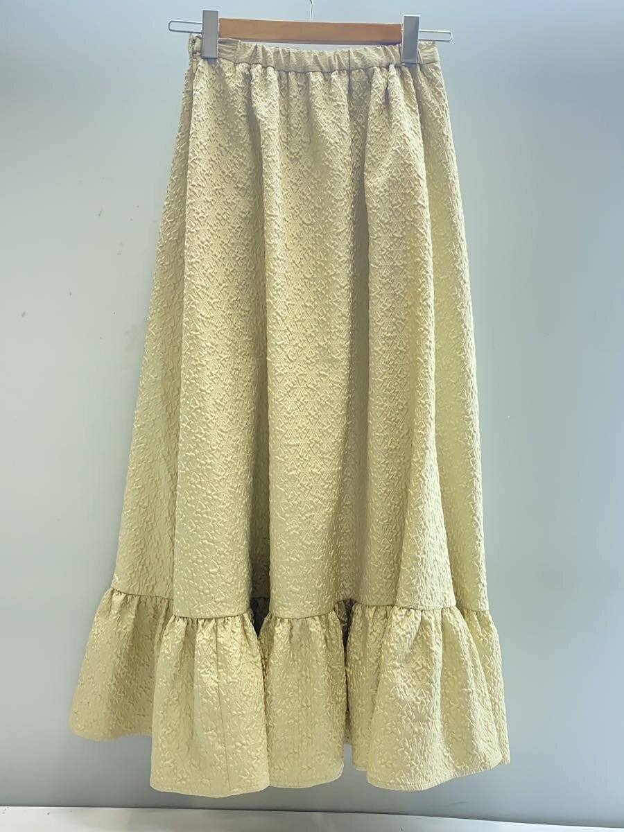 AMERI Jacquard Ruffle Hem Skirt M Polyester BEG 0… - image 2