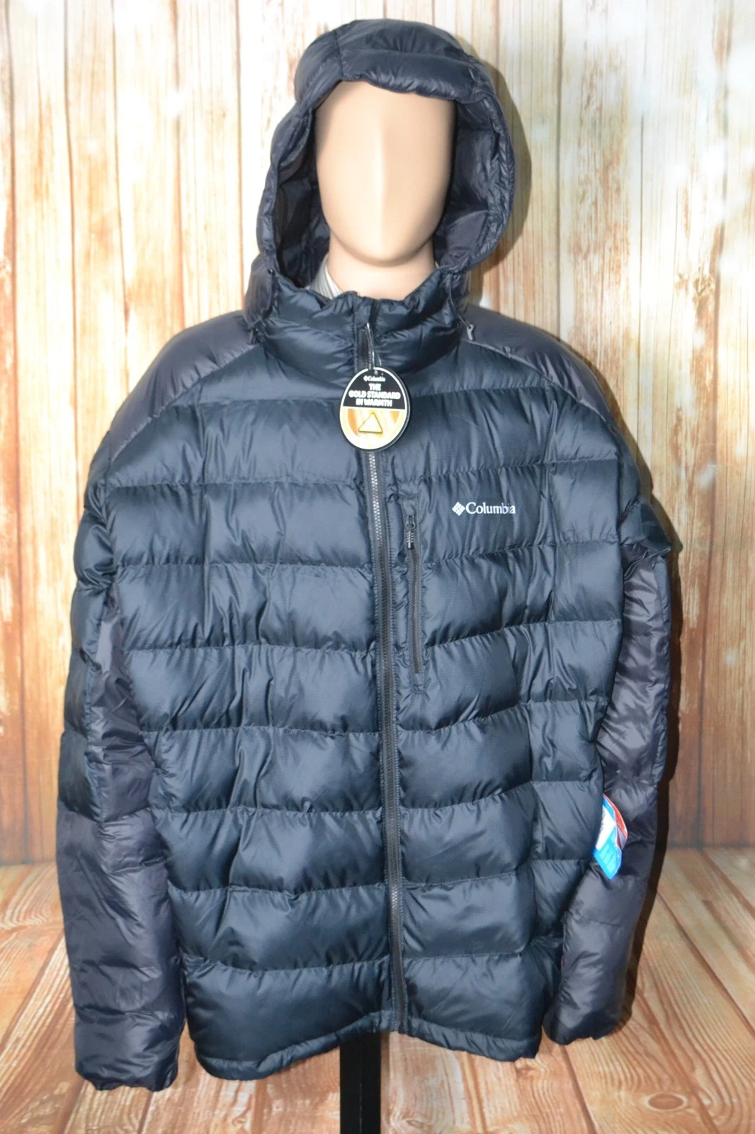 NWT Columbia Men Omni Heat Infinity Dark Blue Puffer Jacket w/Hoodie Sz 4XL