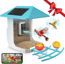 2K Smart Bird Feeder with Camera, 2.5L Ai House for Outdoors Blue 