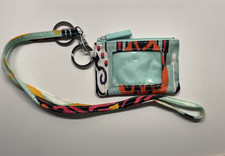 Vera Bradley Coin Purse Keyring Bold Colors Zip Closure License Pocket 5 x 3"