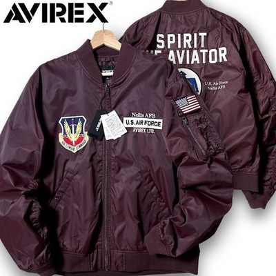 AVIREX UTILITY MA-1 Bomber Flight Jacket L Burgundy Width 59.5cm