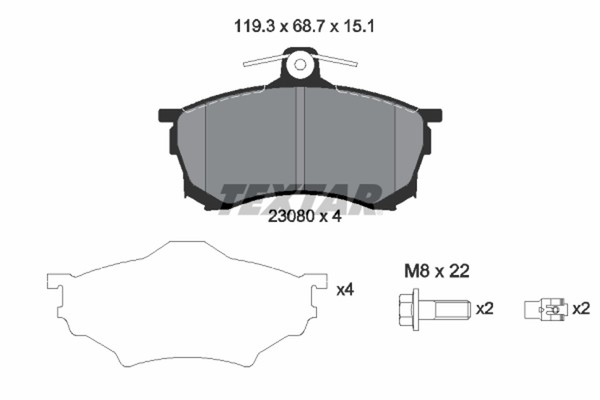 Textar Bremsbelagsatz Scheibenbremse 2308001 FüR Carisma Mitsubishi DA1A DA4A-image