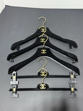 Lot of 5 Authentic CHANEL Boutique Hangers – Velvet & Clip – Gold CC Logo