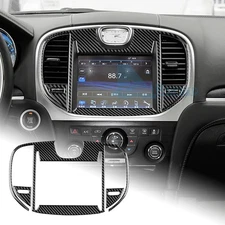 Black Carbon Fiber Center Screen Frame Stickers for Chrysler 300 300C 2011-2014