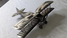 Brushed Tin Metal Model World War 1 Biplane Plane Fighter Aircraft 12" Wingspan