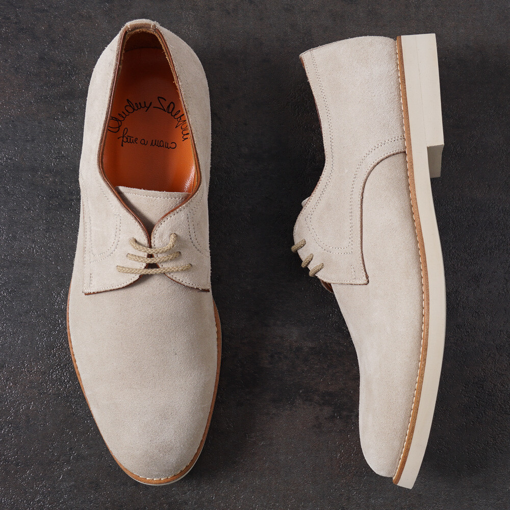 SAOLA Santoni Fatte a Mano Calf Suede Derby con suola leggera US 8 Scarpe