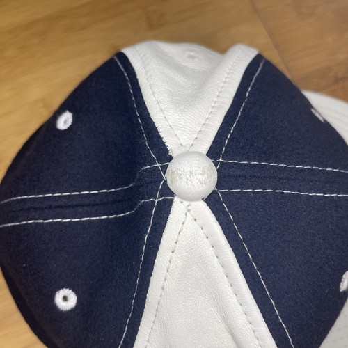Vintage Y2K New York Yankees 59FIFTY Leather Wool ColorBlock Fitted 7 1/2 Hat - Picture 5 of 17