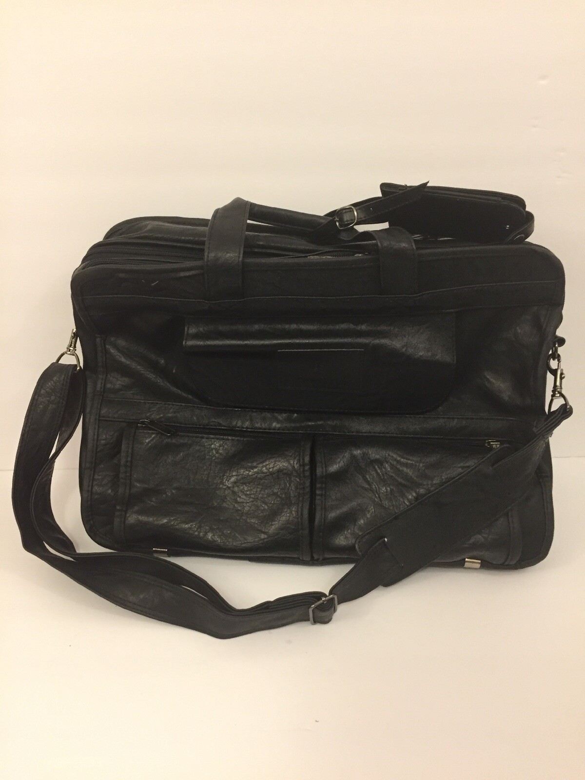Leather Briefcase Laptop Bag - Black - Shoulder