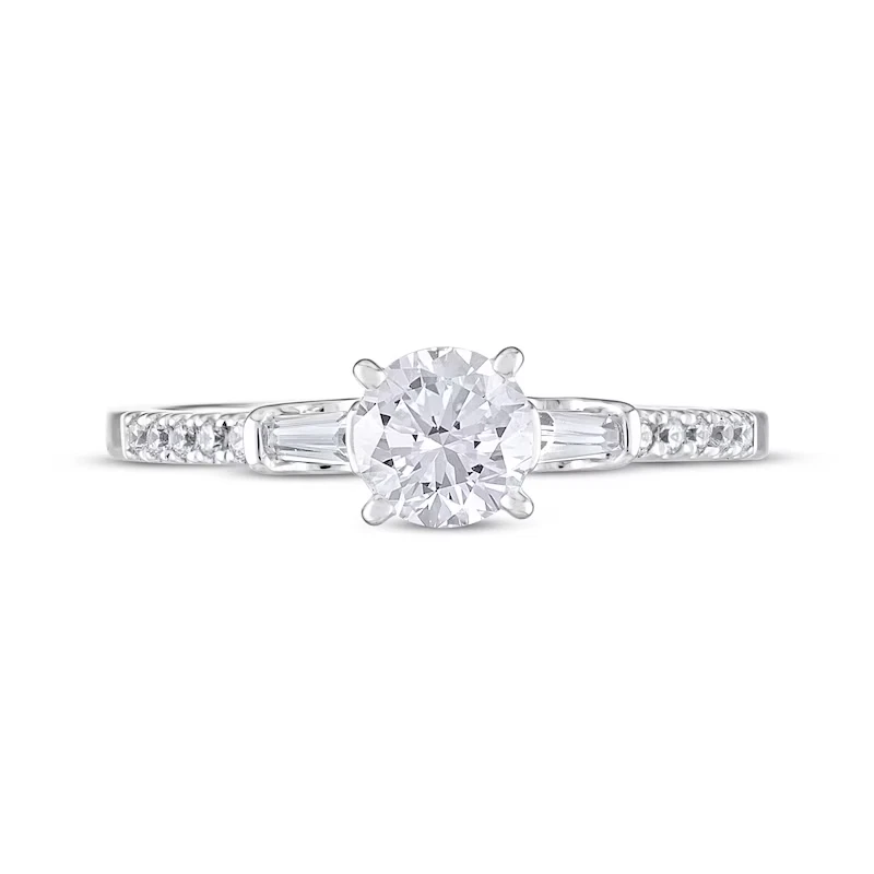 Round & Baguette 0.90CT Lab-Grown Diamond Women Engagement Ring In 950 Platinum - Image 3 of 4