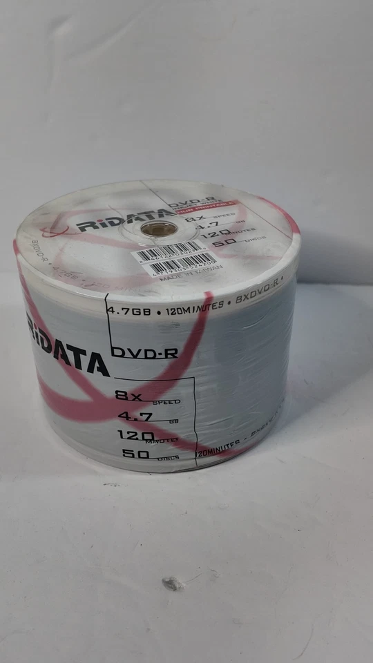 50 Pack RiDATA DVD-R 8x Speed 4.7 GB 120 Minutes 50 Discs New Sealed - Image 2 of 3