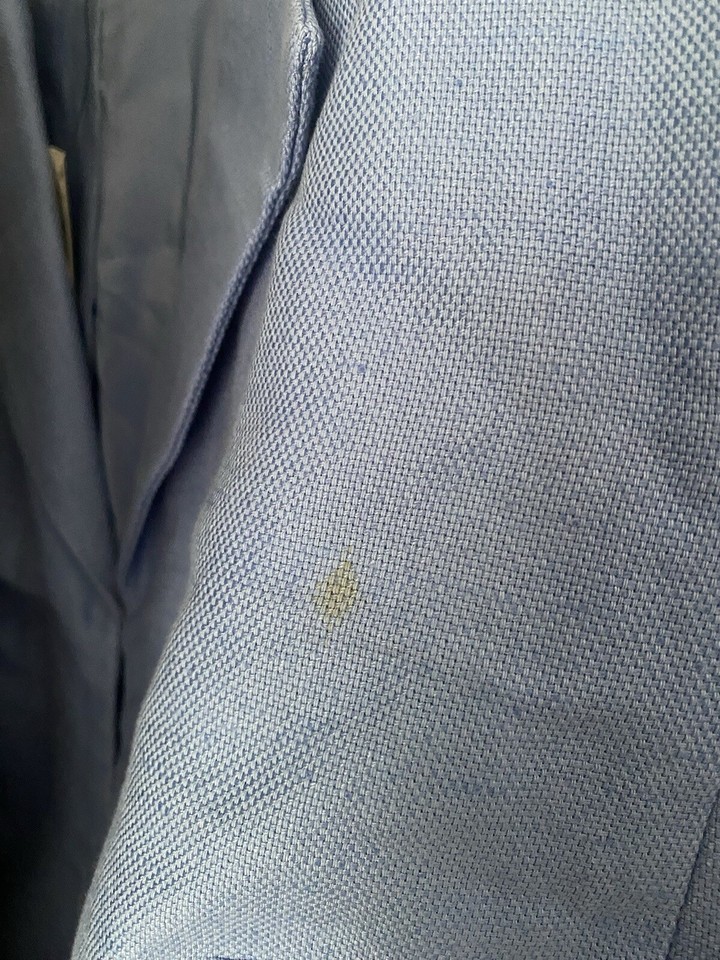 Talbots Womens Boho Linen Blazer Jacket Timeless Blue Businesscore