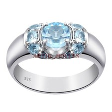Natural Blue Topaz Gemstone with 925 Sterling Silver Ring for Women's 3183