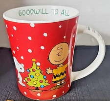 Peanuts Worldwide LLC Happy Holidays Snoopy Red Christmas Snow Mug Cup