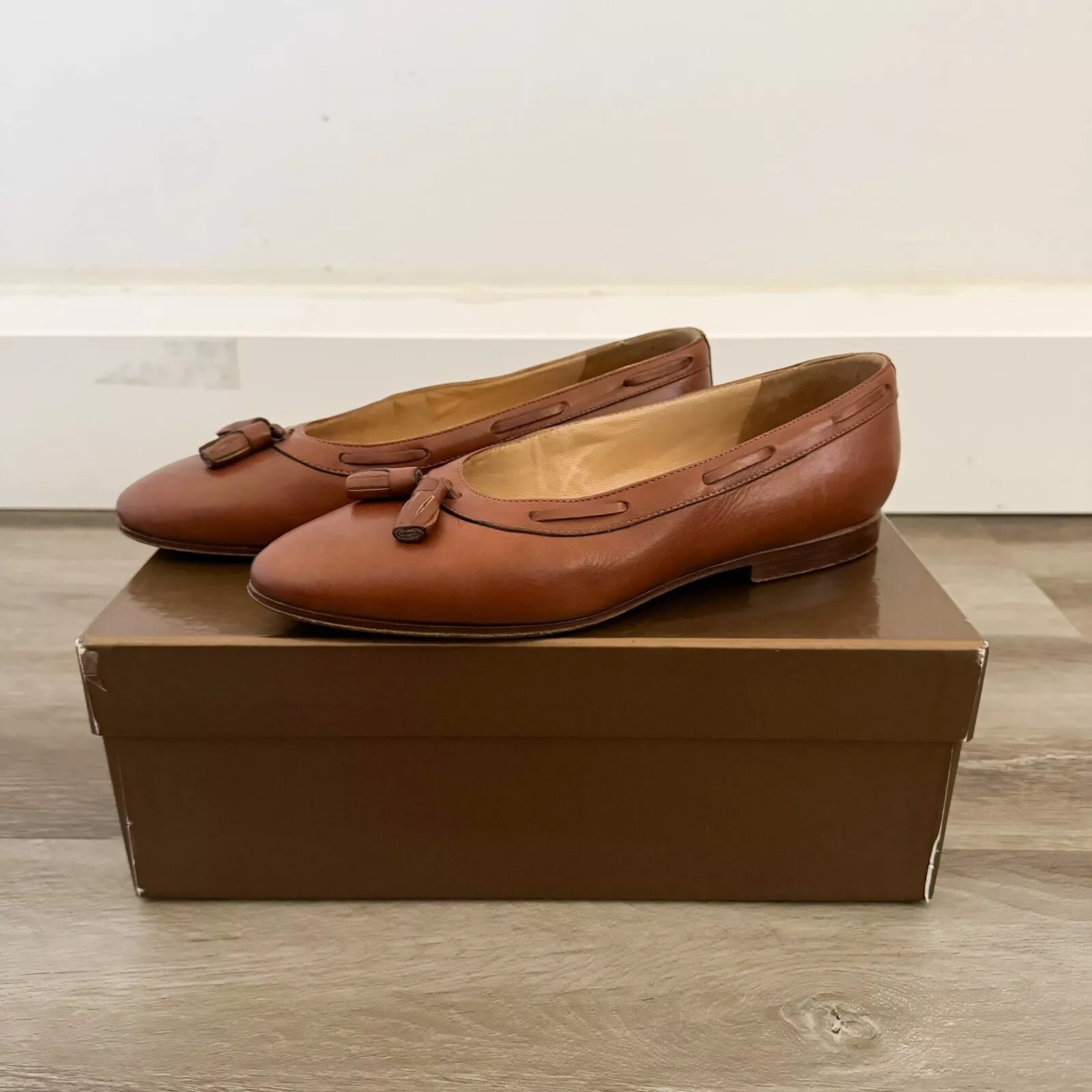 Glands plats en cuir marron Gucci 36,5/6