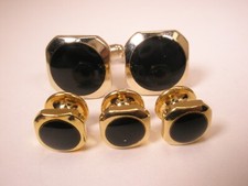Square Black  Gold Tone Vintage Cuff Links  Tuxedo Shirt Studs prom groom p54