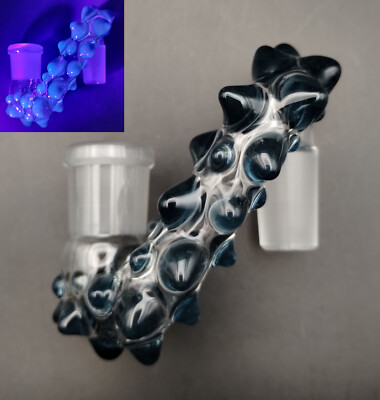 Atomic Blue Stardust UV 19mm Female-Male Glass Drop Down Attachment Adapter