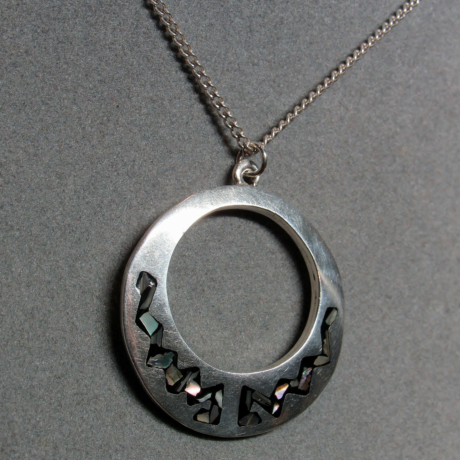 Solid Sterling 925 Silver Abalone Enamel Inlay Ci… - image 7