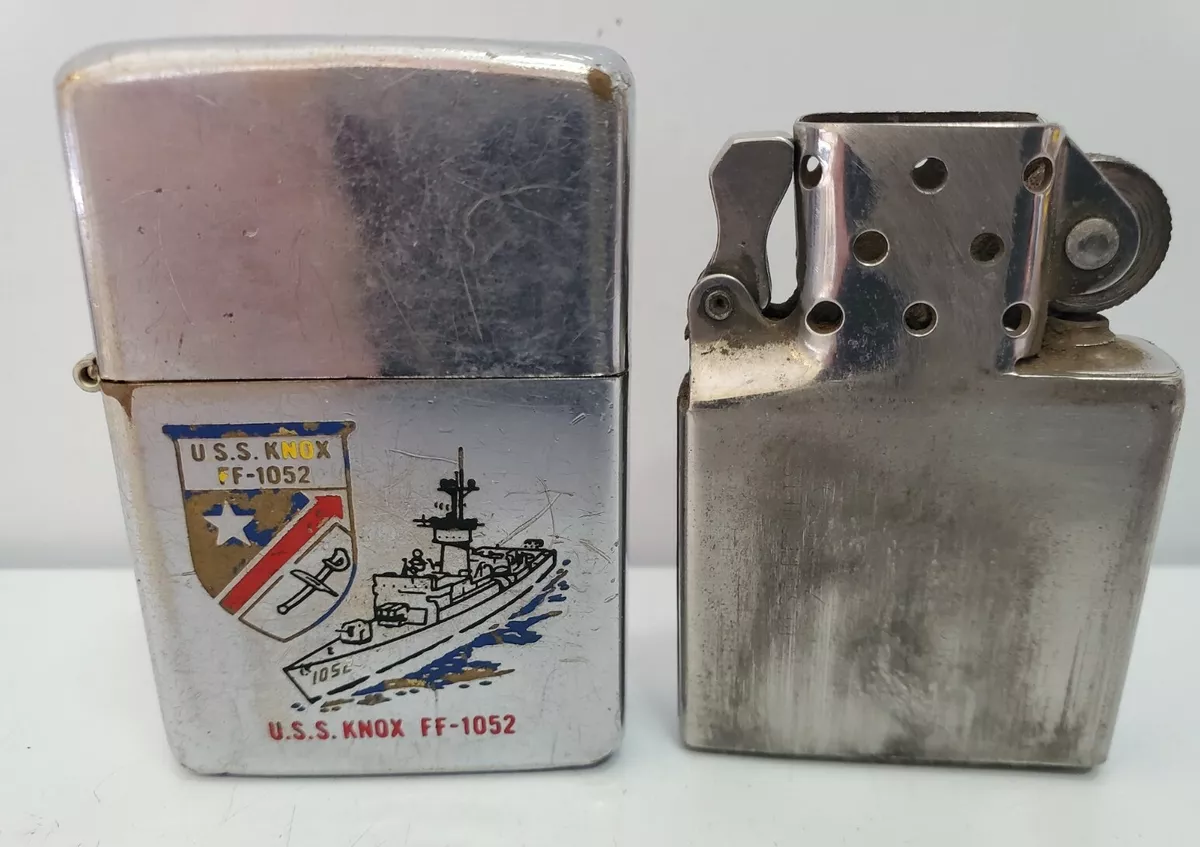 VINTAGE Zippo 1977 PIPE Lighter USS KNOX FF 1052, NEW & ORIG INSERTS 4367/33