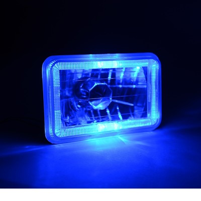 4X6'' Blue LED Halo Angel Eye Halogen Headlight Clear Headlamp Light Bulb EACH