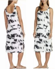 Matty M Tank Women Sleeveless Dress Black Tie Dye With Side Slit XS