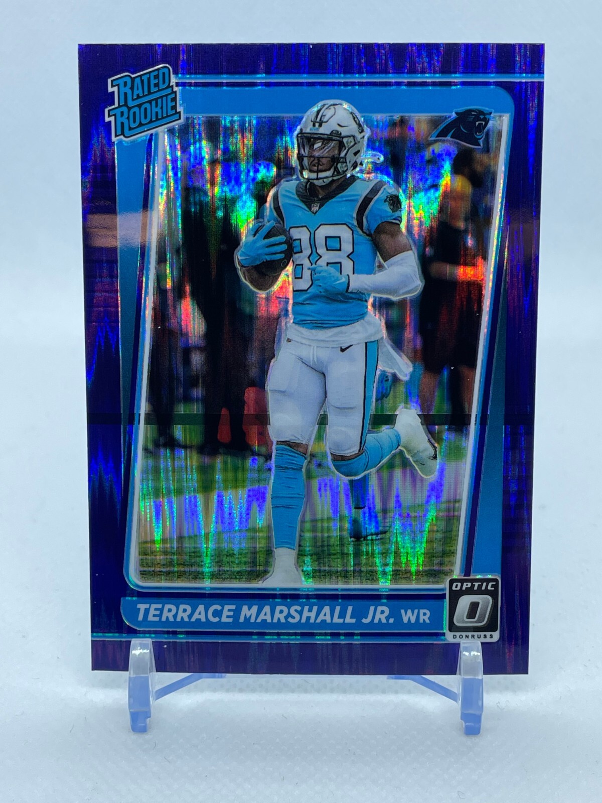 2021 Donruss Optic Terrace Marshall Jr Purple Shock Prizm RC #218 Panthers