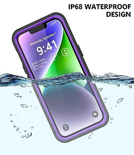 for iPhone 14 Waterproof Case with Built-in Screen iPhone 14 6.1" Purple - Picture 4 of 8